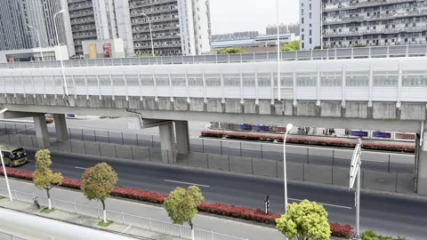 2022 shanghai lockdown empty street isolation 4K Stock Footage 202266319