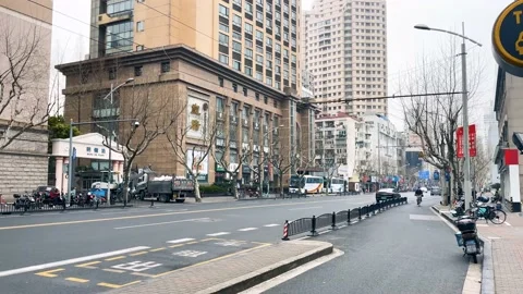 2022 shanghai lockdown empty street isolation 4K Stock Footage 202321065