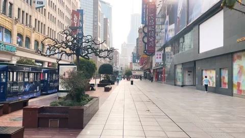 2022 shanghai lockdown empty street isolation 4K Stock Footage 202321090