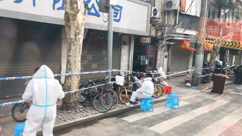2022 shanghai lockdown empty street isolation 4K Stock Footage 202321096