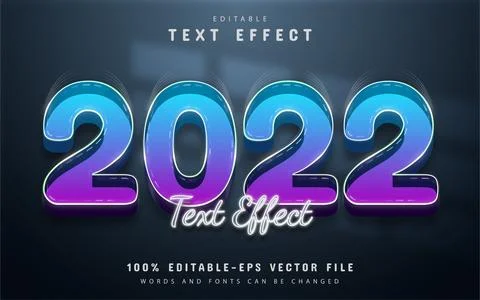 2022 text effect editable gradient 3d style Stock Illustration