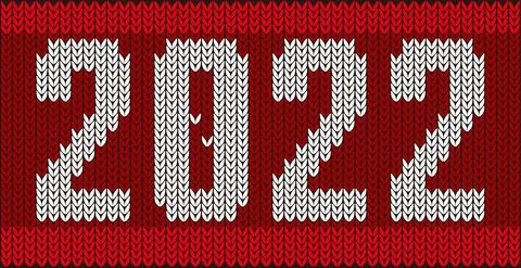 2022 text on knitting pattern, vector illustration Stock Illustration