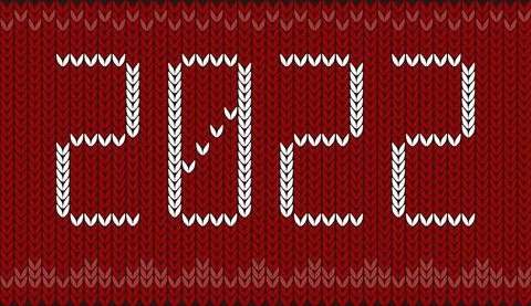 2022 text on knitting pattern, vector illustration Stock Illustration