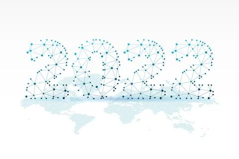 2022 triangle sign on World Map. Vector illustration element for decoration Illustration