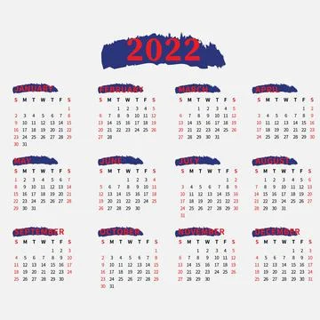 2022 vector one page Calendar Stock Illustration