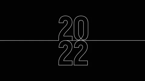 2022 vertically year continuous line art animation on white black background Видео 312544786