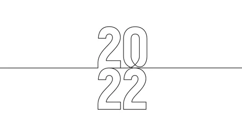 2022 vertically year continuous line art animation on white black background Stock Footage 312544789