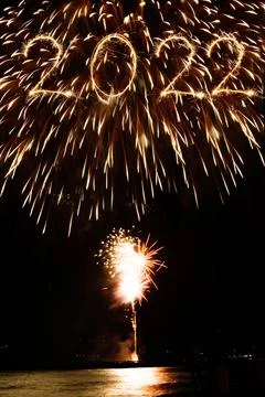 2022 written with fireworks as a background Stock Illustration