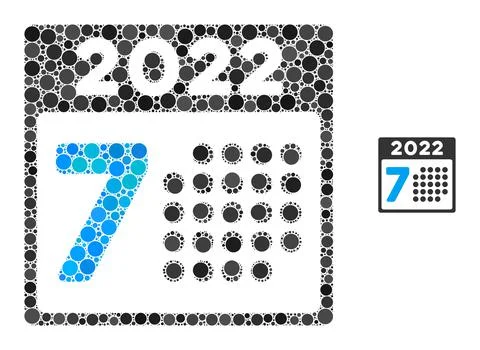 2022 Year 7Th Day Composition of Round Pixels Ilustração Stock