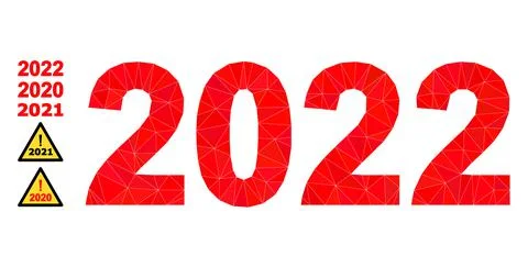 2022 Year Digits Polygonal Icon and Other Icons Illustrazione stock