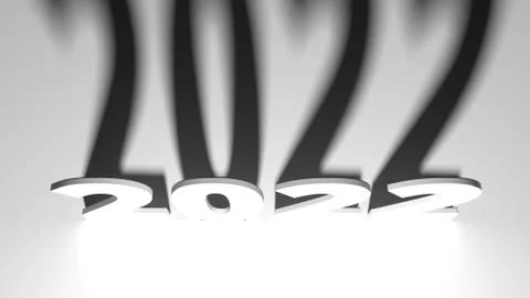 2022 year with dramatic lights and shadows 3d rendering Stock Illustration