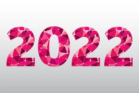 2022 year triangle vector symbol. Isolated magenta low poly icon. 스톡 일러스트