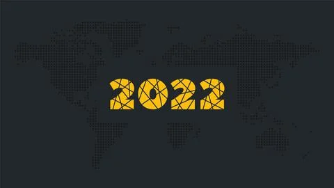 2022 year vector icon. World map background. Element for business, web design Illustration