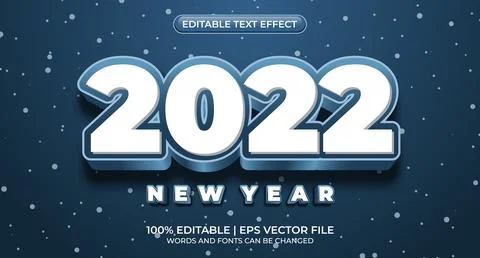 2022 Years - Editable Text Effect, Font Style. Happy new year 2022 editable.. Stock Illustration
