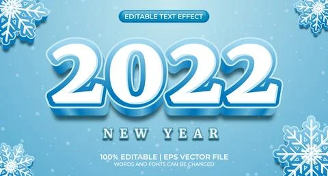 2022 Years - Editable Text Effect, Font Style. Happy new year 2022 editable.. Stock Illustration
