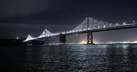 2023-03-04 Bay Bridge Lights 1 Stock Footage 234854792