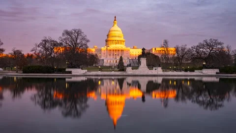 2023-12-21-DC-Capitol Sunset H265-420 Rec.709L 4K 30 UHQ Stock Footage 259768784