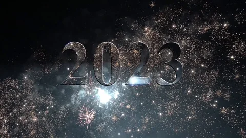 2023 banner with fireworks Stock Footage 112586006