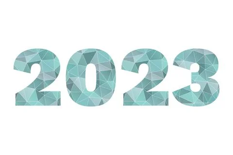2023 blue triangle vector symbol. New Year isolated poly icon. Stock Illustration