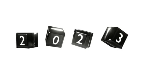 2023 Bouncing 3D Black Cubes on White Background, New Year 2023 Concept Vidéo 227295529