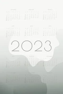 2023 calendar with gray gradient fluid wave Stock Illustration