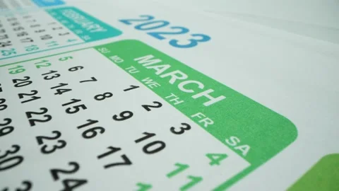 2023. Calendar with holidays. March. Spring starts. March 8. International Woman Video stock 241306232
