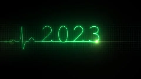 2023. Cardiogram. Loop. 2023 Emergence. New year. Stock Illustration