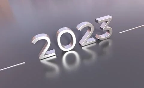 2023 celebration silver - 3D rendering Stock Illustration