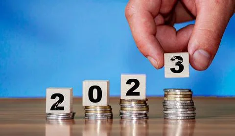 2023 change year concept. Cube block with 2023 inscription as start New Year  Stock Photos