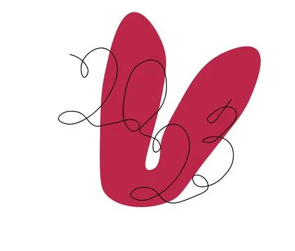 2023 continuous line hand drawn drawing Viva Magenta Stock Illustration