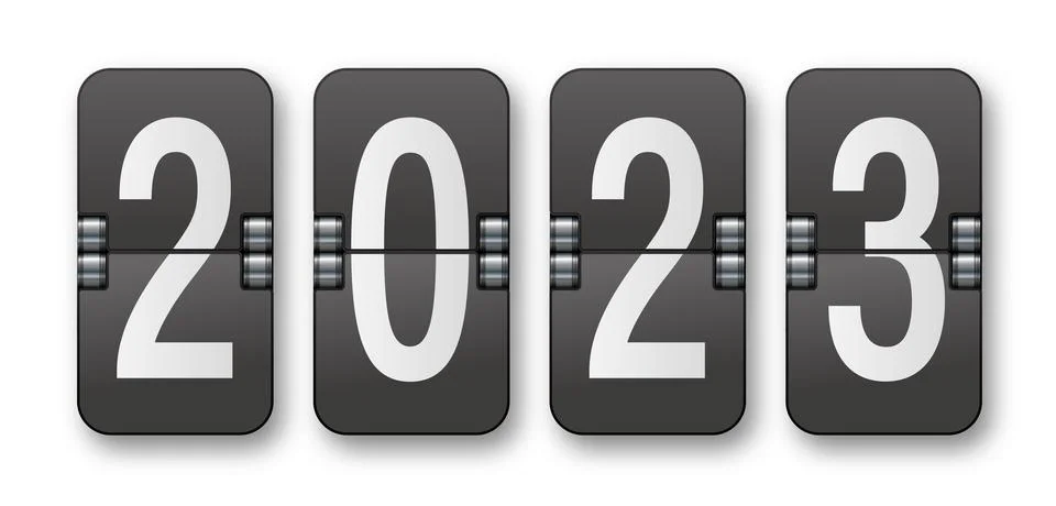 2023 Countdown timer with different numbers isolated on background. Clock Stock Illustration