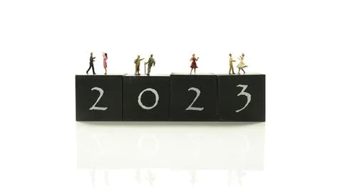 2023 with dancing couples and single Stock Photos