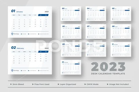 2023 Desk Calendar Modello PSD