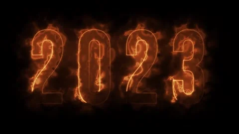 2023 fire animation on black background Stock Footage 288173537