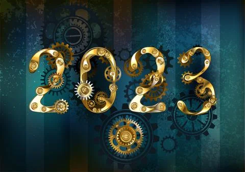 2023 with gears Stock Illustration