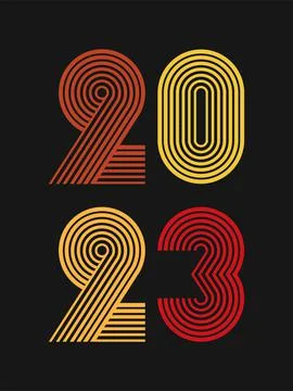 2023 illustration typography vector stock with vintage color palette Stock Illustration