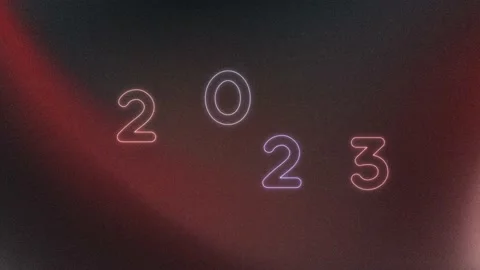 2023 neon light. movement of numbers on the screen Video stock 234230672