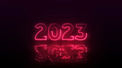 2023 Neon Text Animation with Looping of a glow light Stock Footage 227706436