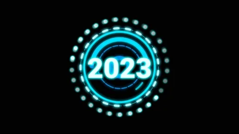 2023 New year on moving digital circles 스톡 동영상 222935403