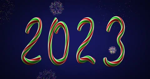 2023 new year. Numbers made from Christmas candy fireworks. Stock Footage 221688413