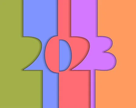 2023 New Year single continuous line art. Holiday greeting card headline Stock Illustration