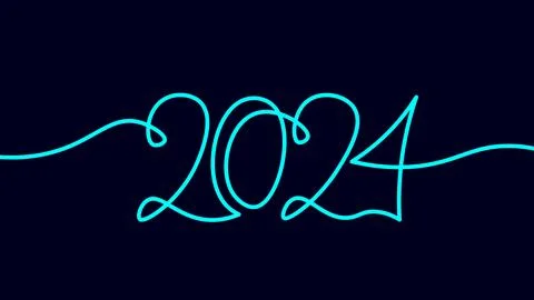 2023 New Year single continuous line art. Holiday greeting card headline Stock-Illustration