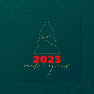 2023 New Year vector greeting card. Christmas tree icon 스톡 일러스트