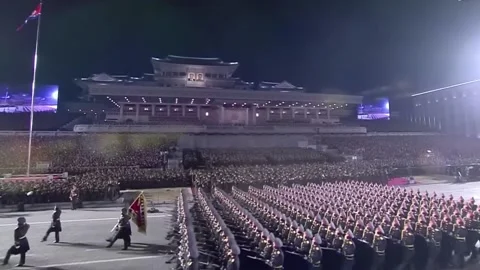 2023 - North Korea Parade - Columns of s... | Stock Video | Pond5
