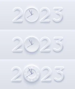 2023 number neumorphic design on light background. Stock Illustration