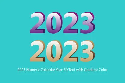 2023 Numeric calendar year 3D text with gradient color vector design イラスト素材
