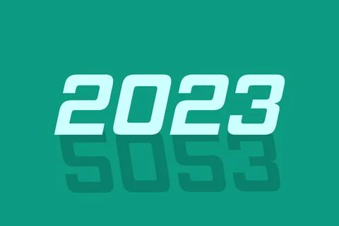 2023 Numeric calendar year text with reflected typography vector design Stock Illustration