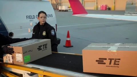 2023 Port of Phoenix Customs and Border Patrol Protection (CBP) officers and Stock Footage 246041219