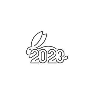 2023 rabbit year. Vector logo icon template Stock Illustration