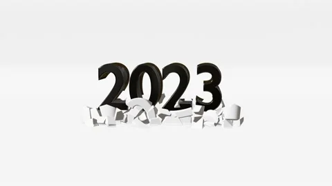 2023 replacing 2022 3D text animation. New Year Transition Concept Vídeo Stock 227822196